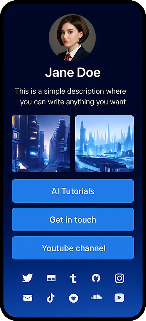 Screenshot of biolink page examples
